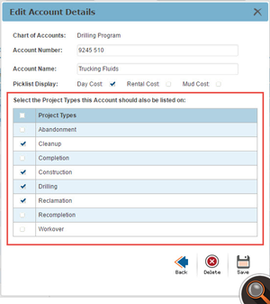 Chart of Accounts – Project Type